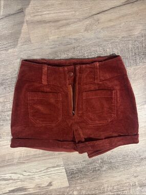 Altar'd State Rust Corduroy High-Waist Shorts